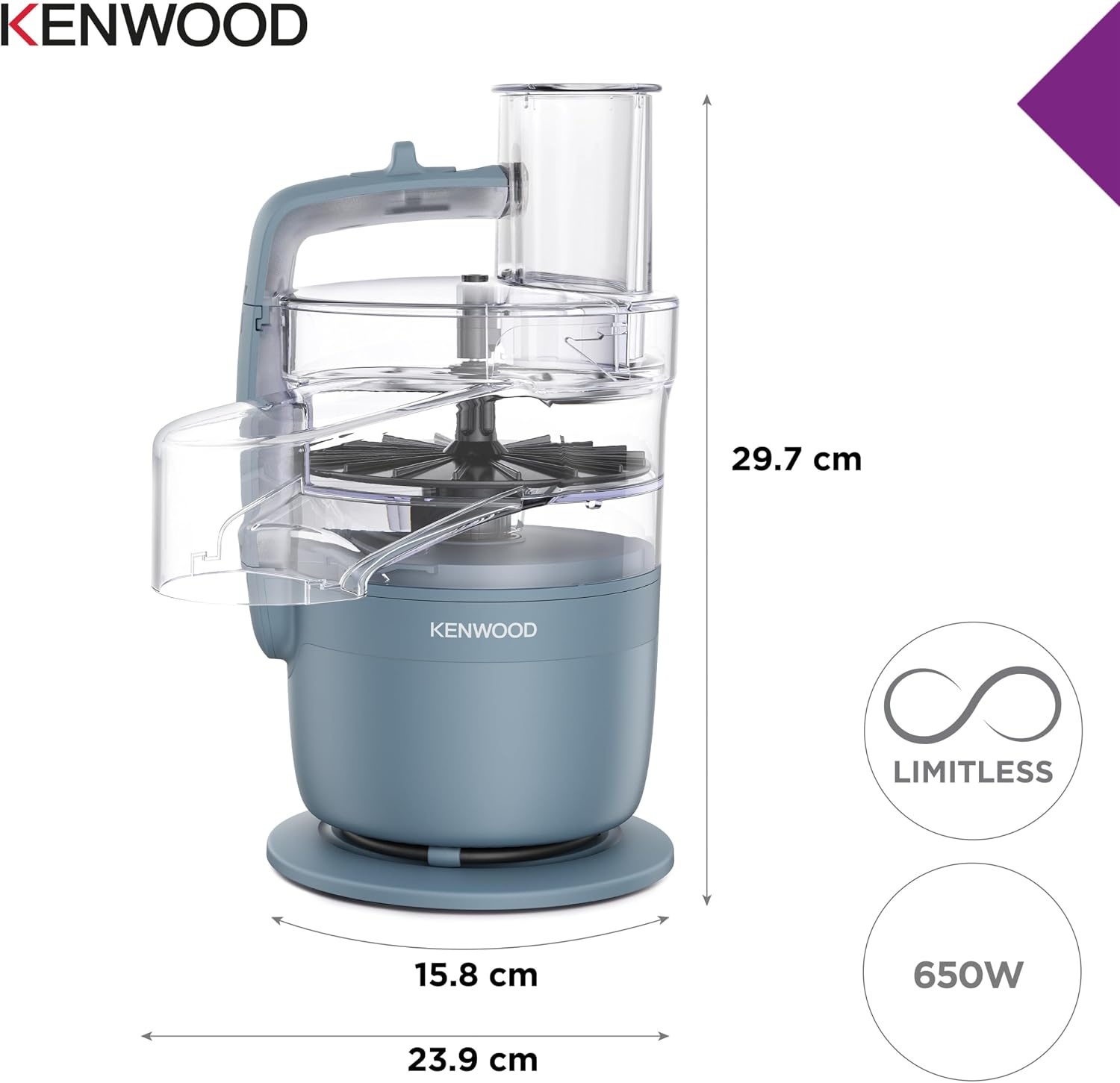 Kenwood MultiPro Go FDP22.130GY Keukenmachine - 1,3 Liter - 650W - Grijs
