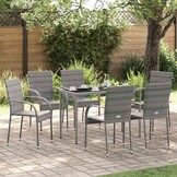 vidaXL Tuinstoelen stapelbaar 4 st poly rattan grijs