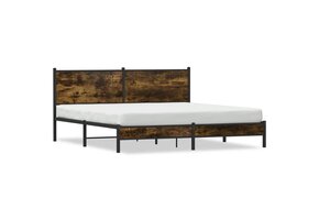 vidaXL Bedframe Metaal Gerookt Eiken 160x200 cm - 59% Korting