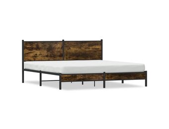 vidaXL Bedframe zonder matras metaal gerookt eikenkleurig 160x200 cm