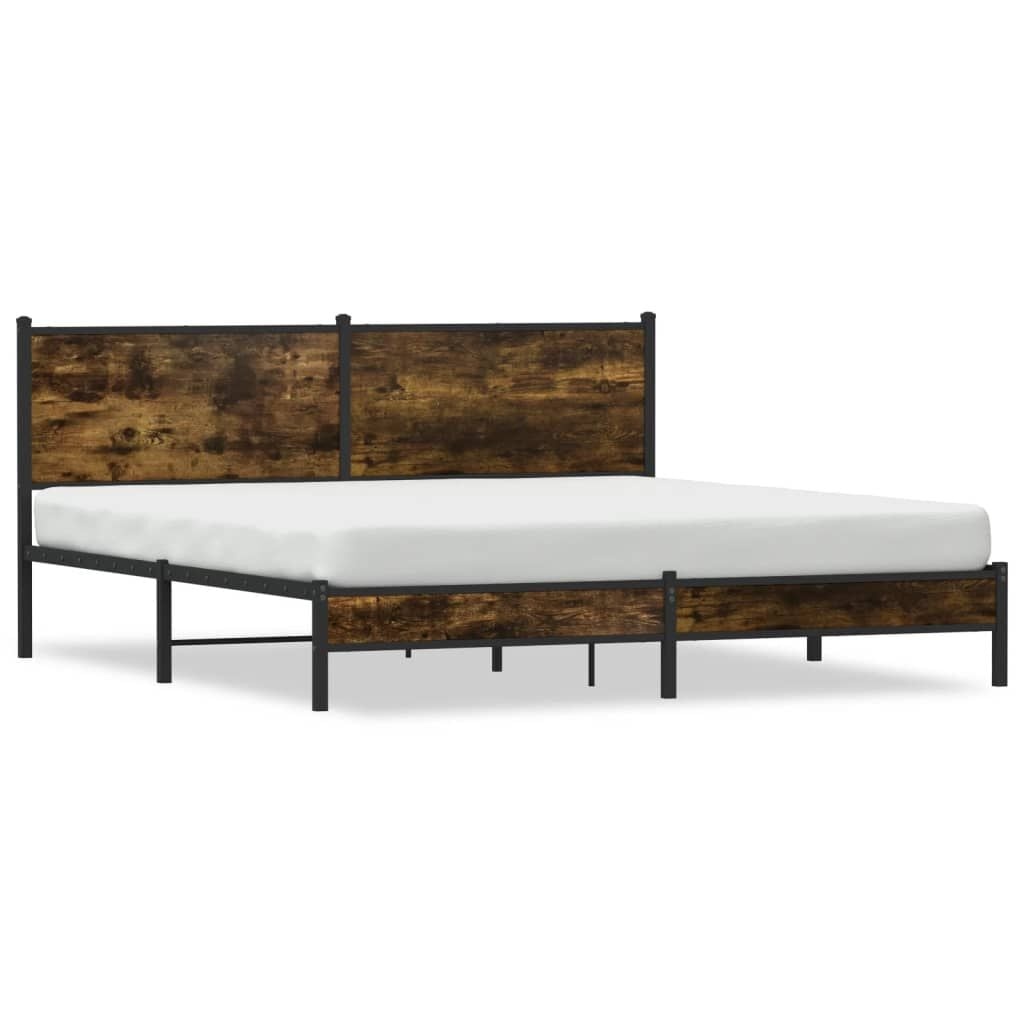 vidaXL Bedframe zonder matras metaal gerookt eikenkleurig 160x200 cm