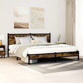 vidaXL Bedframe zonder matras metaal gerookt eikenkleurig 160x200 cm
