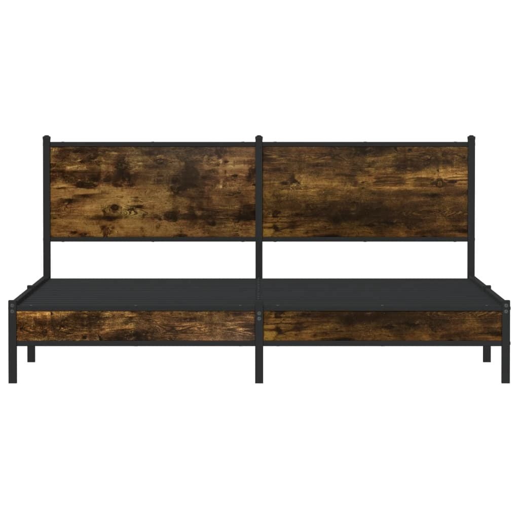 vidaXL Bedframe zonder matras metaal gerookt eikenkleurig 160x200 cm