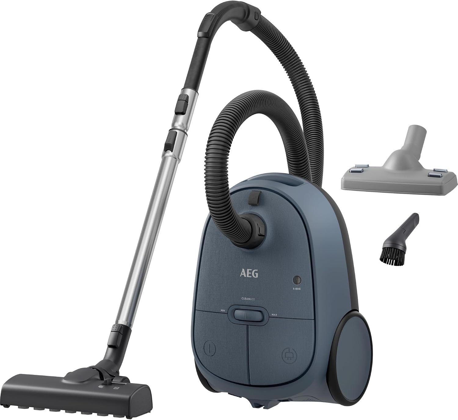 AEG AB61C1 Stofzuiger met Zak, Krachtige 850W Motor, 12m Actieradius, Stil Geluid van 73 dB, Granite Grey