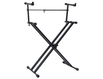 vidaXL Keyboardstandaard X-frame dubbel versterkt zwart