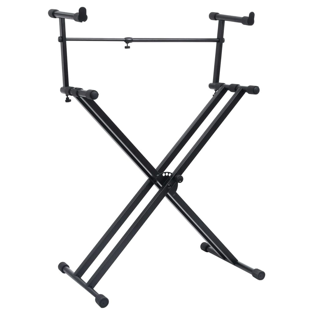 vidaXL Keyboardstandaard X-frame dubbel versterkt zwart