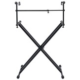 vidaXL Keyboardstandaard X-frame dubbel versterkt zwart