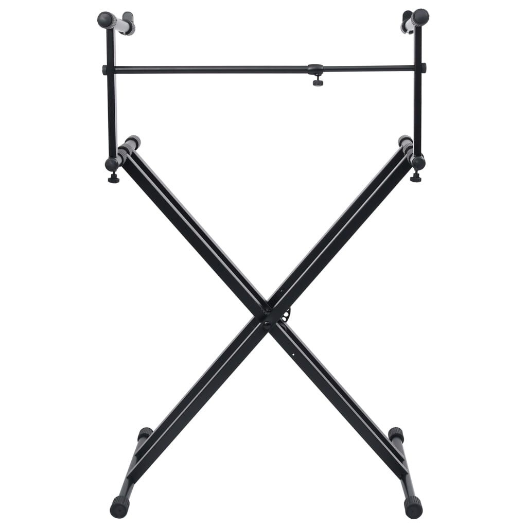 vidaXL Keyboardstandaard X-frame dubbel versterkt zwart