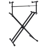 vidaXL Keyboardstandaard X-frame dubbel versterkt zwart