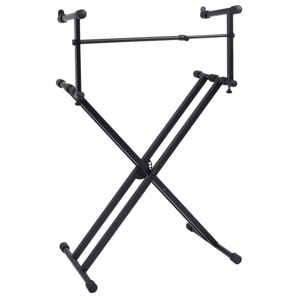 vidaXL Keyboardstandaard X-frame dubbel versterkt zwart