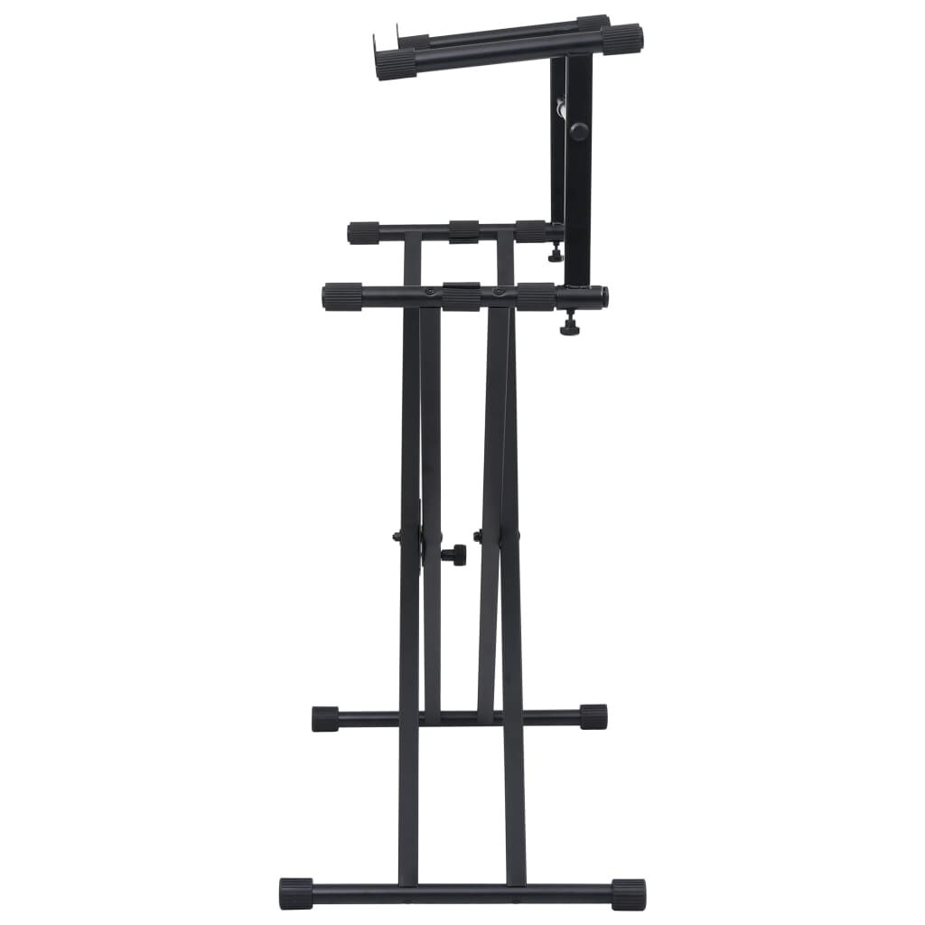 vidaXL Keyboardstandaard X-frame dubbel versterkt zwart