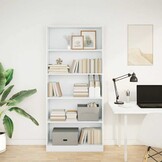 Boekenkast 80x24x176 cm bewerkt hout wit - 34% Korting