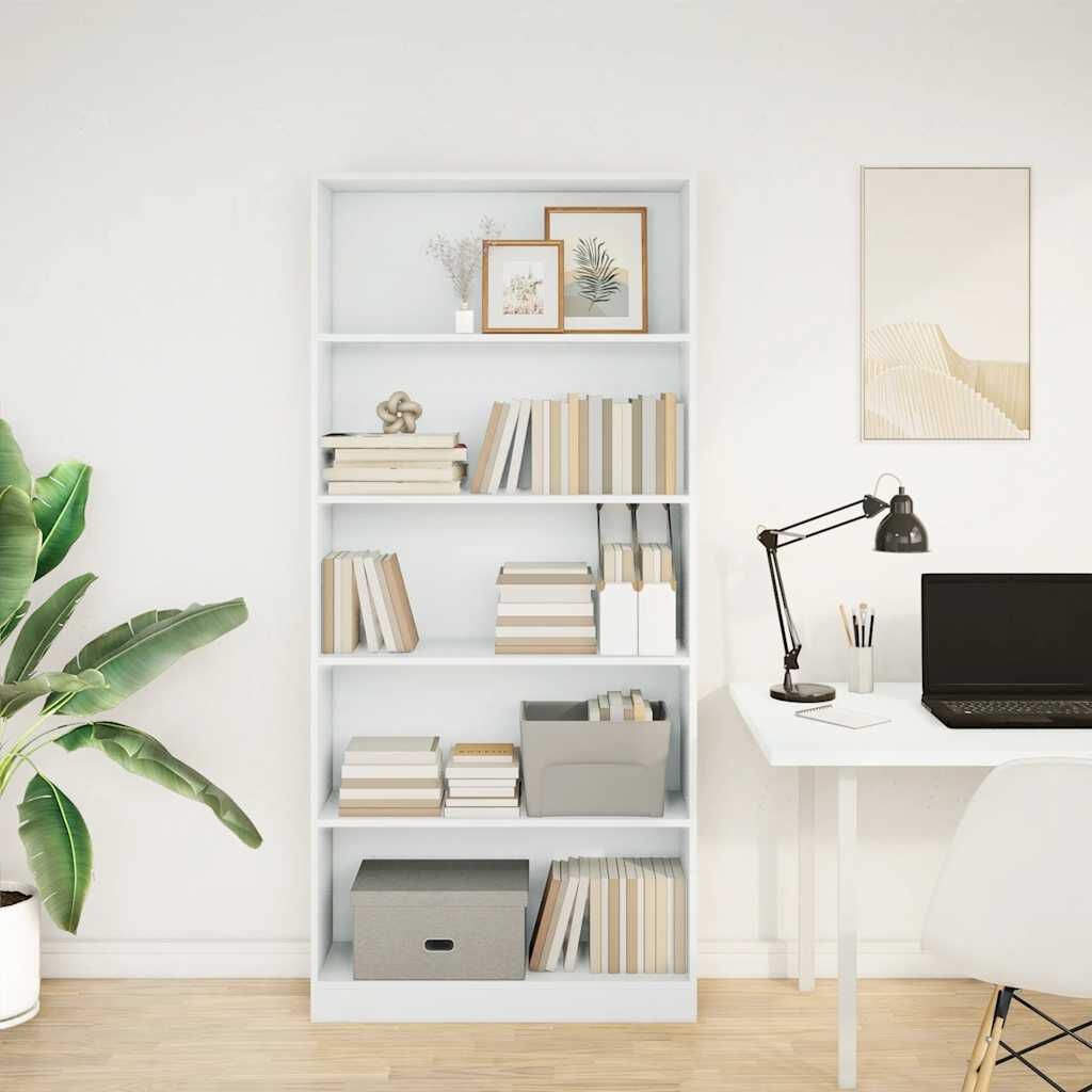 Boekenkast 80x24x176 cm bewerkt hout wit - 34% Korting