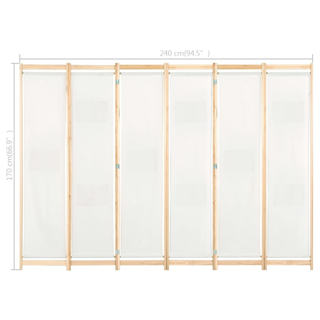 Kamerscherm met 6 panelen - Crème, 240x170 cm (34% korting!)