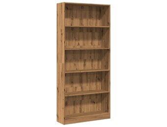 Boekenkast 80x24x176 cm Bewerkt Hout - Artisanaal Eikenkleurig (34% Korting)