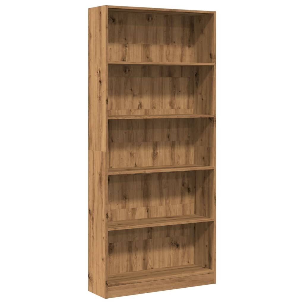Boekenkast 80x24x176 cm Bewerkt Hout - Artisanaal Eikenkleurig (34% Korting)