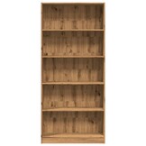 Boekenkast 80x24x176 cm Bewerkt Hout - Artisanaal Eikenkleurig (34% Korting)