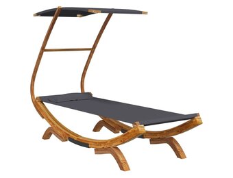 Luxe Loungebed Hout met Luifel - 100x190cm - Antraciet - 34% Korting