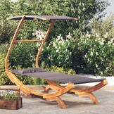 Luxe Loungebed Hout met Luifel - 100x190cm - Antraciet - 34% Korting
