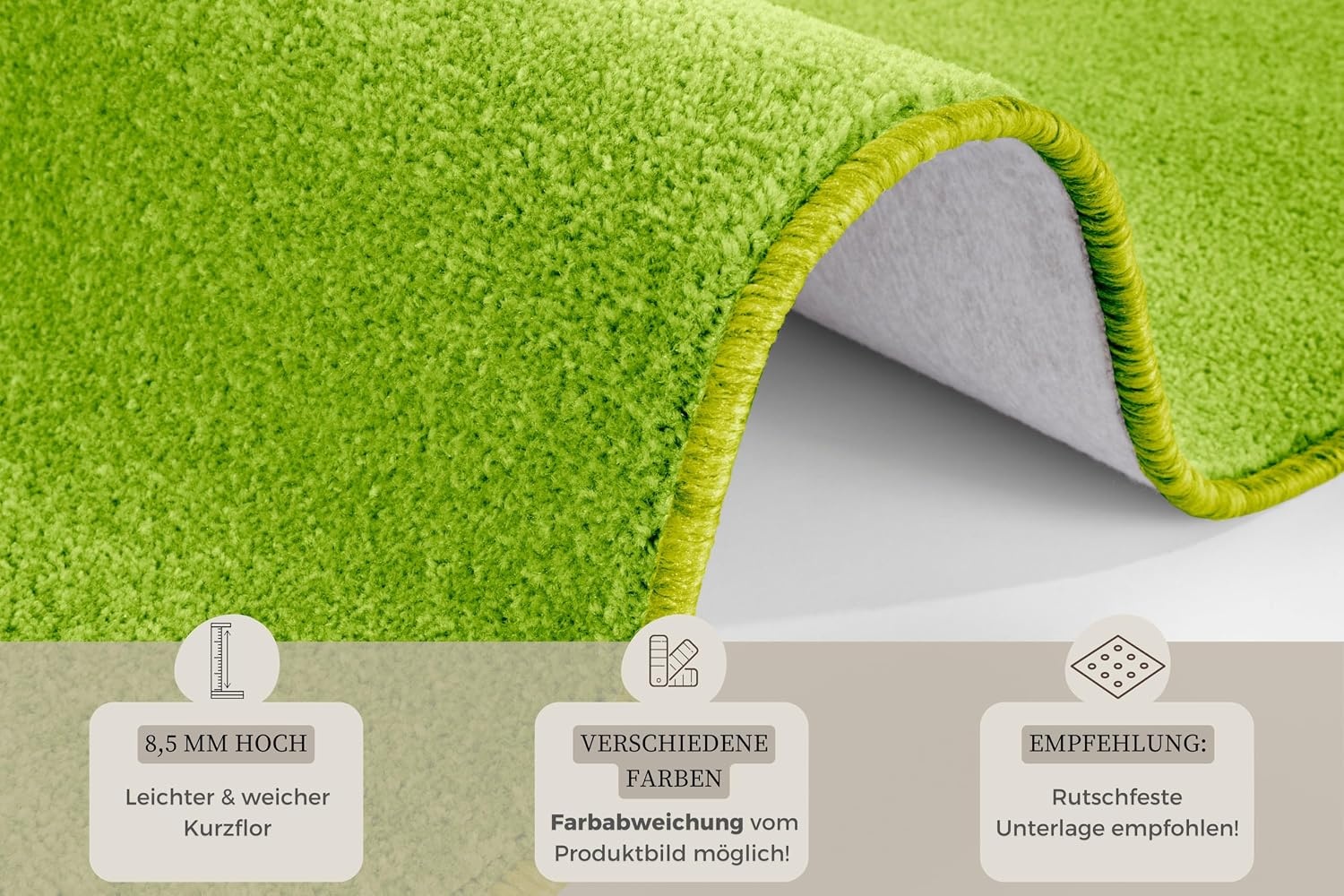 Groen Laagpolig Vloerkleed Effen 140x200 cm (33% Korting)