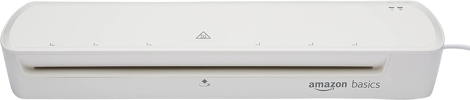 Amazon Basics Thermische lamineermachine, DIN A3-formaat, inclusief 20 x lamineerhoezen, wit - Maat A3