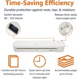 Amazon Basics Thermische lamineermachine, DIN A3-formaat, inclusief 20 x lamineerhoezen, wit - Maat A3