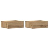 Zwevende Nachtkastjes Hout Artisanaal Eiken 40x32x15 cm - 2 stuks (29% Korting)