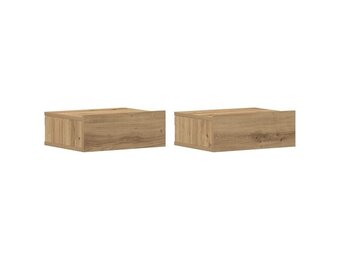 Zwevende Nachtkastjes Hout Artisanaal Eiken 40x32x15 cm - 2 stuks (29% Korting)