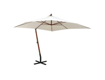 Zweefparasol 300x300 cm wit met houten paal - 54% korting