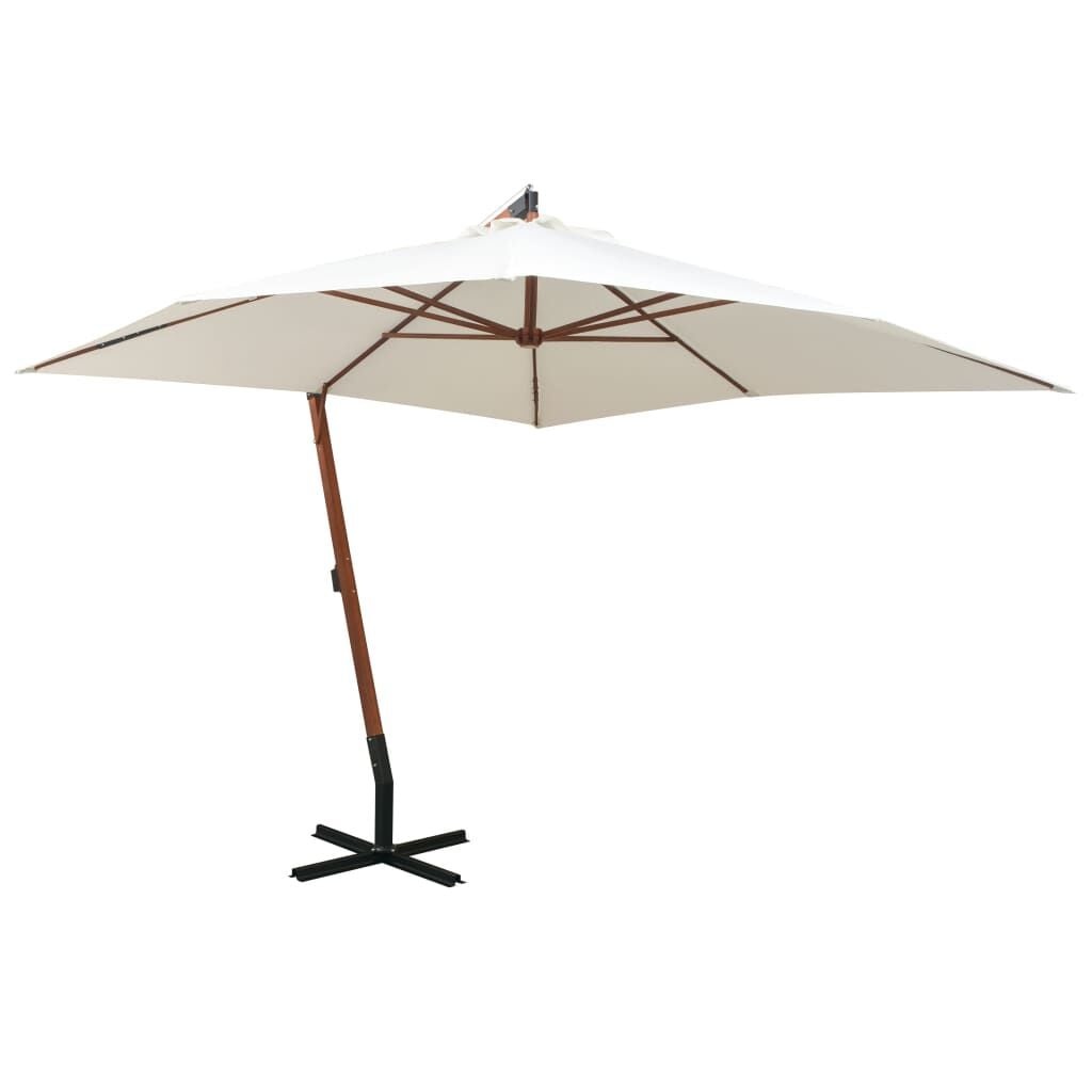 Zweefparasol 300x300 cm wit met houten paal - 54% korting