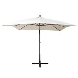 Zweefparasol 300x300 cm wit met houten paal - 54% korting