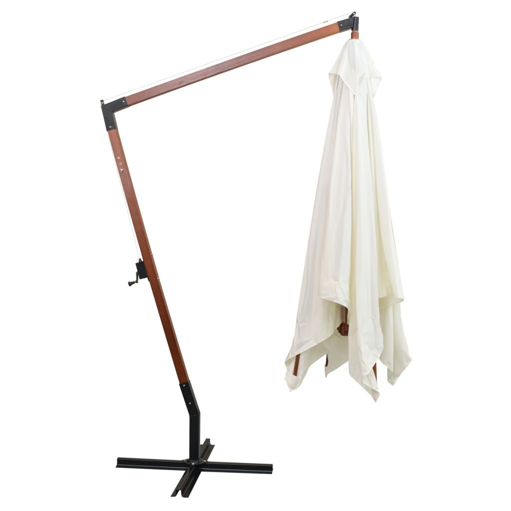 Zweefparasol 300x300 cm wit met houten paal - 54% korting
