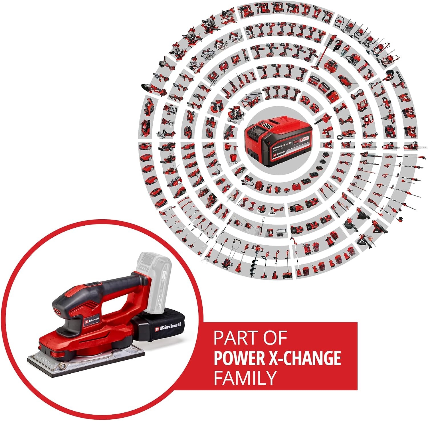 Einhell Accu Vlakschuurmachine 18V - 1/2 Vel - Power X-Change - Solo