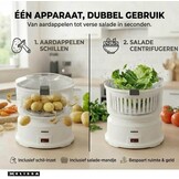 Elektrische Aardappelschiller & Saladecentrifuge - 1kg - 85W - Wit