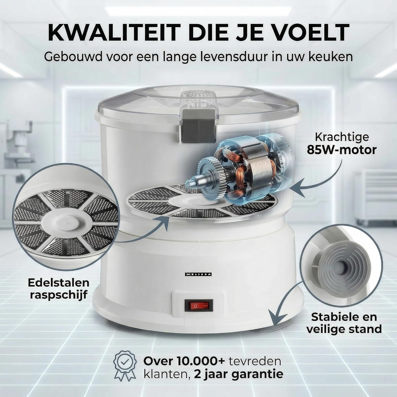 Elektrische Aardappelschiller & Saladecentrifuge - 1kg - 85W - Wit