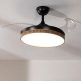 Plafondventilator 106cm Hout & Zwart met LED - 34% Korting
