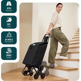 Boodschappentrolley met Trappenklimmer | 32L | Opvouwbaar | Zwart | 32% Korting