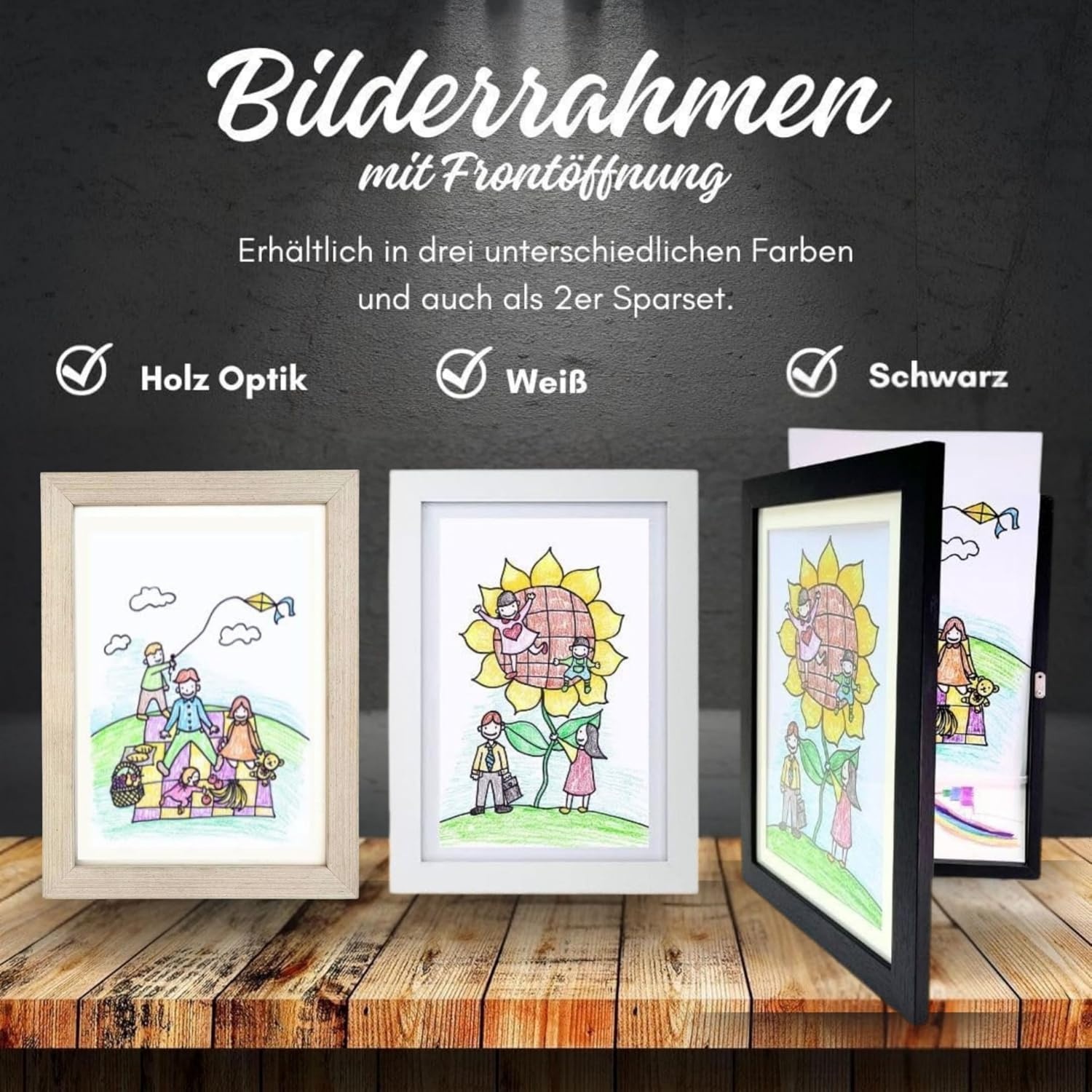 Bada Bing Wissellijst A3 Wit - Frontopening, Ruimte voor 150 Kindertekeningen (31% Korting)
