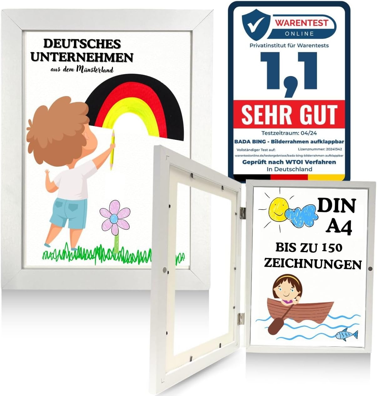 Bada Bing Wissellijst A3 Wit - Frontopening, Ruimte voor 150 Kindertekeningen (31% Korting)