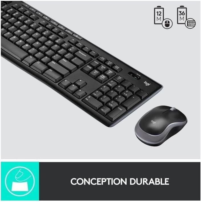 Logitech MK270 Draadloos Toetsenbord & Muis Combo (AZERTY, Zwart, 32% Korting)