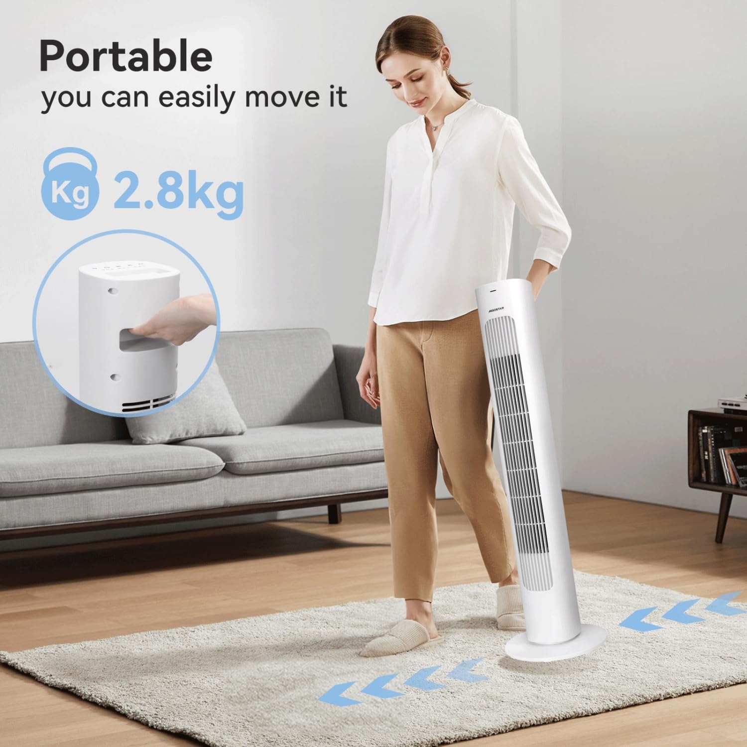 Torenventilator Aigostar Robert Wit met Afstandsbediening - 34% Korting