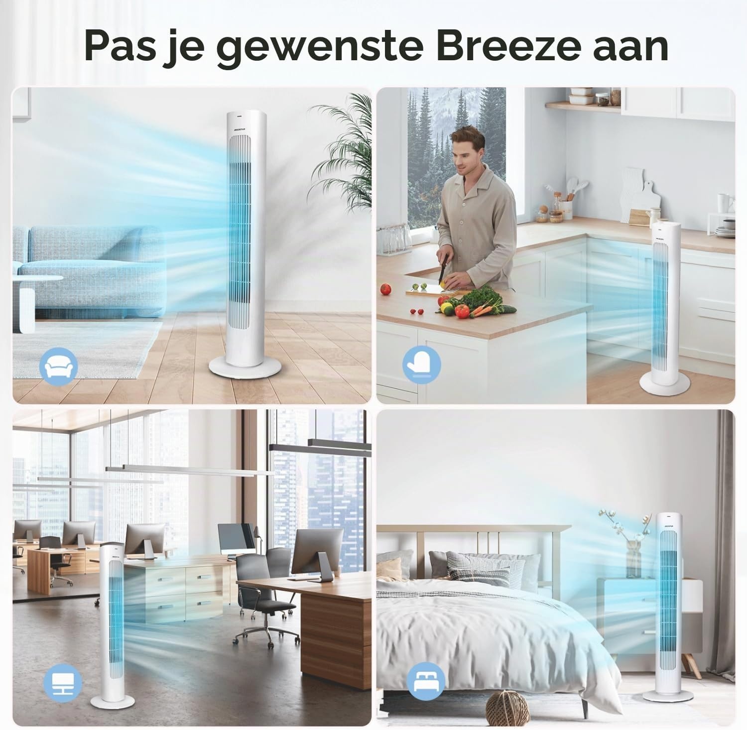 Torenventilator Aigostar Robert Wit met Afstandsbediening - 34% Korting