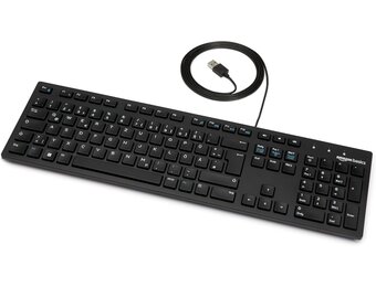 Amazon Basics USB Toetsenbord QWERTZ (Duits) Matzwart - 44% Korting