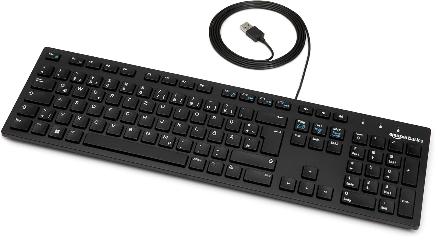 Amazon Basics USB Toetsenbord QWERTZ (Duits) Matzwart - 44% Korting