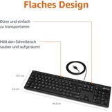 Amazon Basics USB Toetsenbord QWERTZ (Duits) Matzwart - 44% Korting