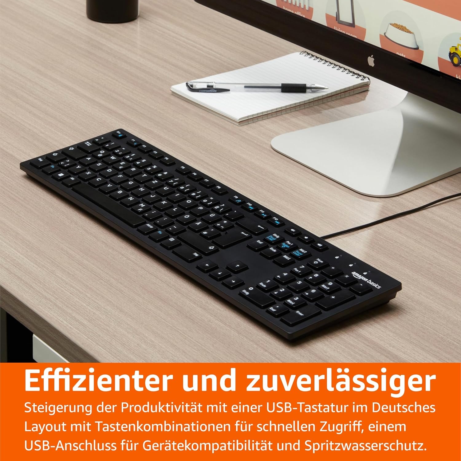 Amazon Basics USB Toetsenbord QWERTZ (Duits) Matzwart - 44% Korting
