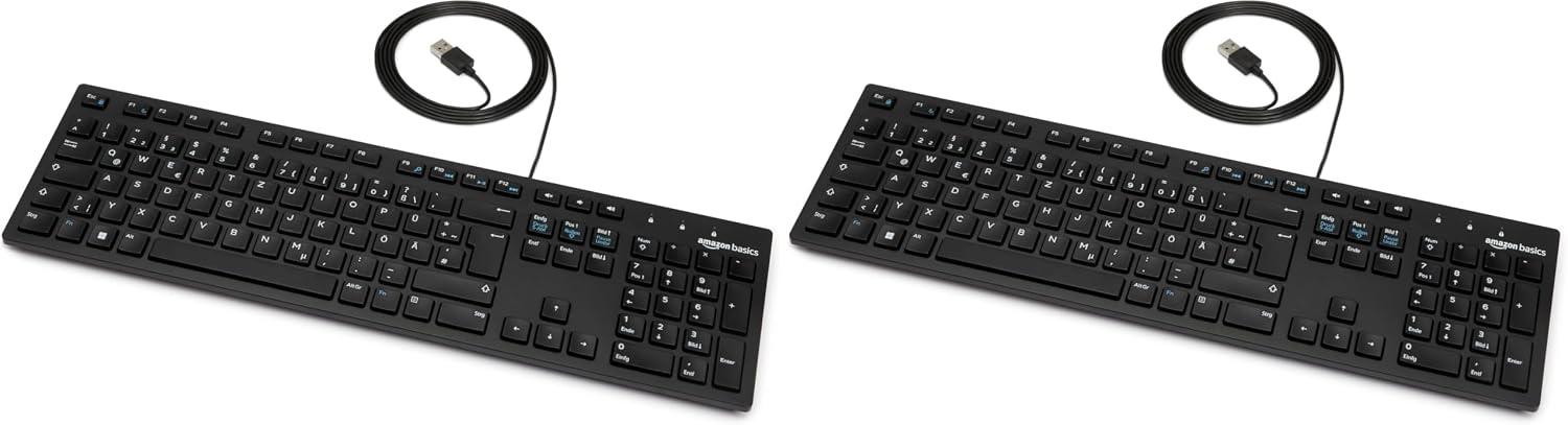 Amazon Basics USB Toetsenbord QWERTZ (Duits) Matzwart - 44% Korting