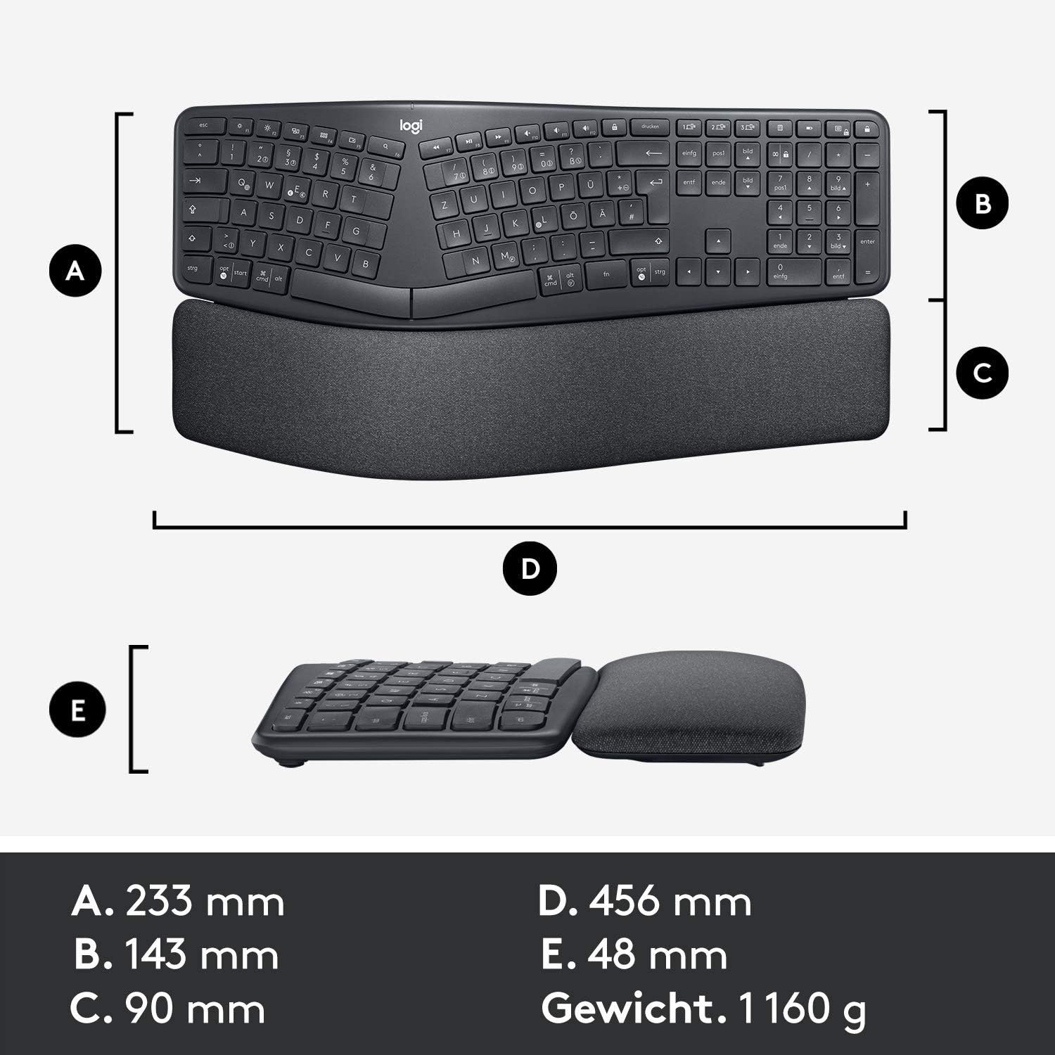 Logitech ERGO K860 Ergonomisch Toetsenbord - QWERTZ - Zwart - 34% Korting