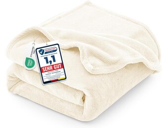 2x Crèmewitte Flanellen Fleece Dekens 150x200cm - 32% Korting