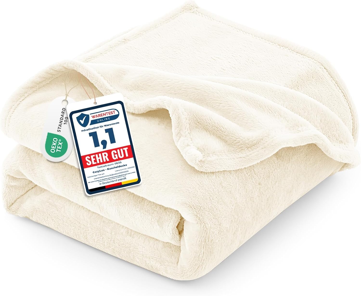 2x Crèmewitte Flanellen Fleece Dekens 150x200cm - 32% Korting